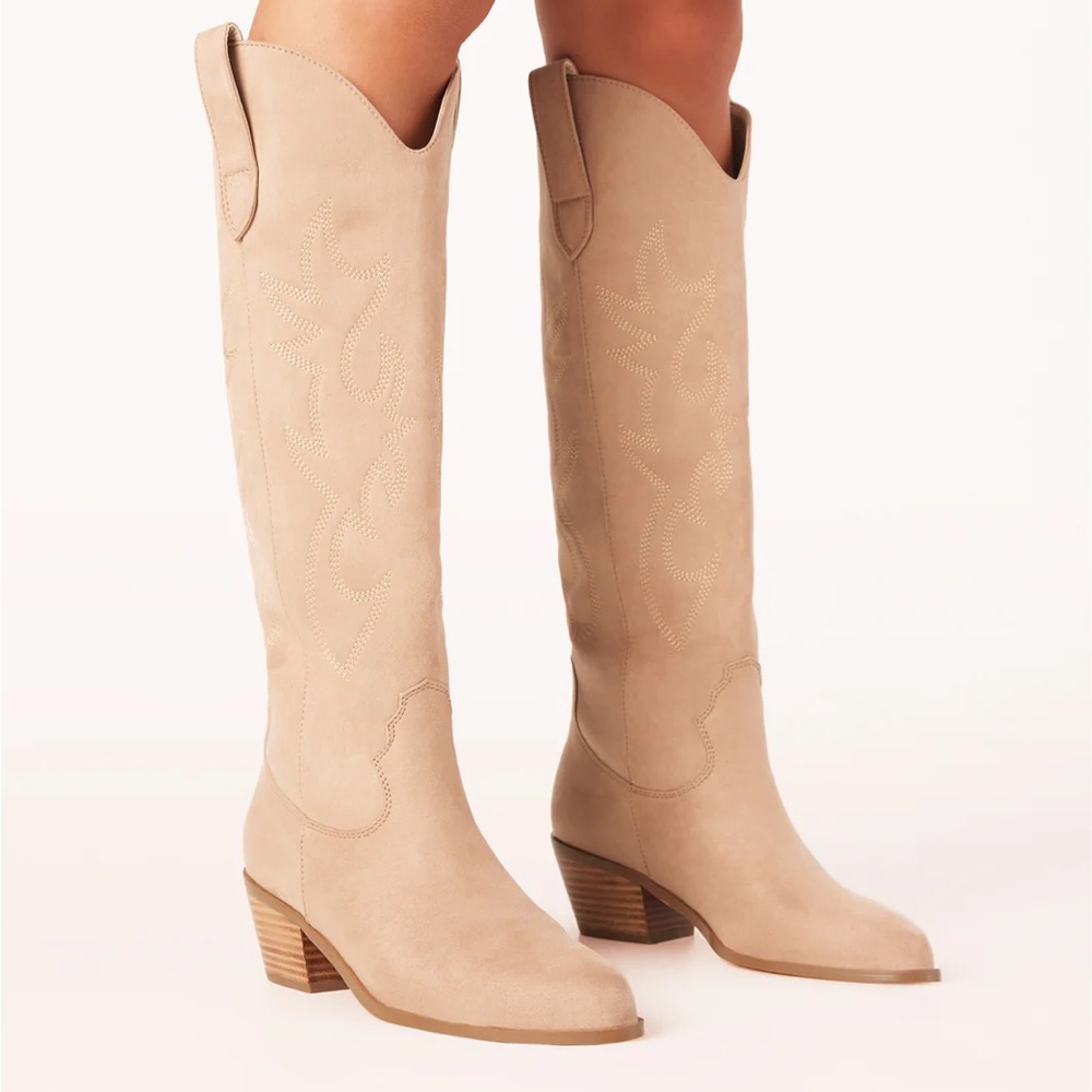 Billini Beige Over-the-Knee Western Boots